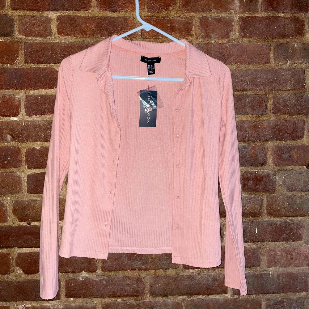 ASOS Pink Long-Sleeve Button up Tee (Brand New)